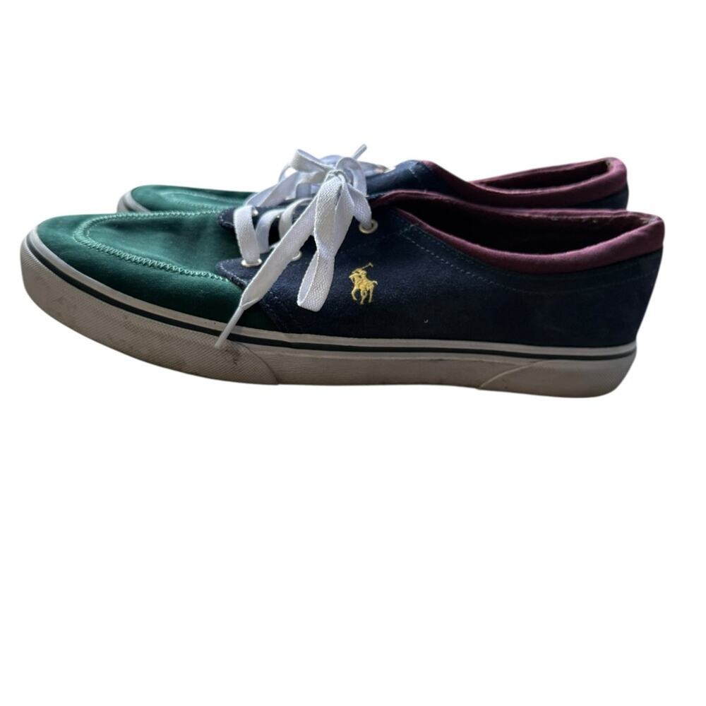 Polo Ralph Lauren Faxon X Sneakers Men’s 12 Navy Green Canvas & Suede Preppy